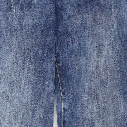 D555 Mens Blue Cotton Straight Jeans Size 31 in L33 in Regular Zip - Acid wash