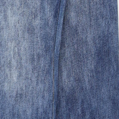 D555 Mens Blue Cotton Straight Jeans Size 31 in L33 in Regular Zip - Acid wash