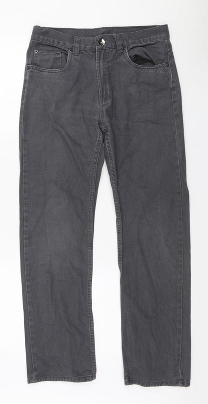 Denim & Co. Mens Grey Cotton Straight Jeans Size 28 in L30 in Regular Zip