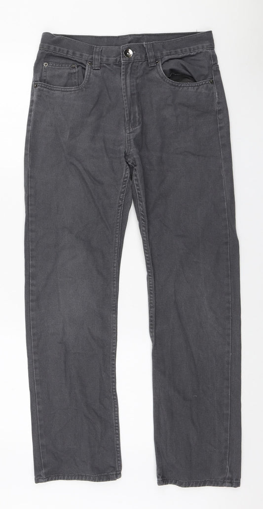 Denim & Co. Mens Grey Cotton Straight Jeans Size 28 in L30 in Regular Zip