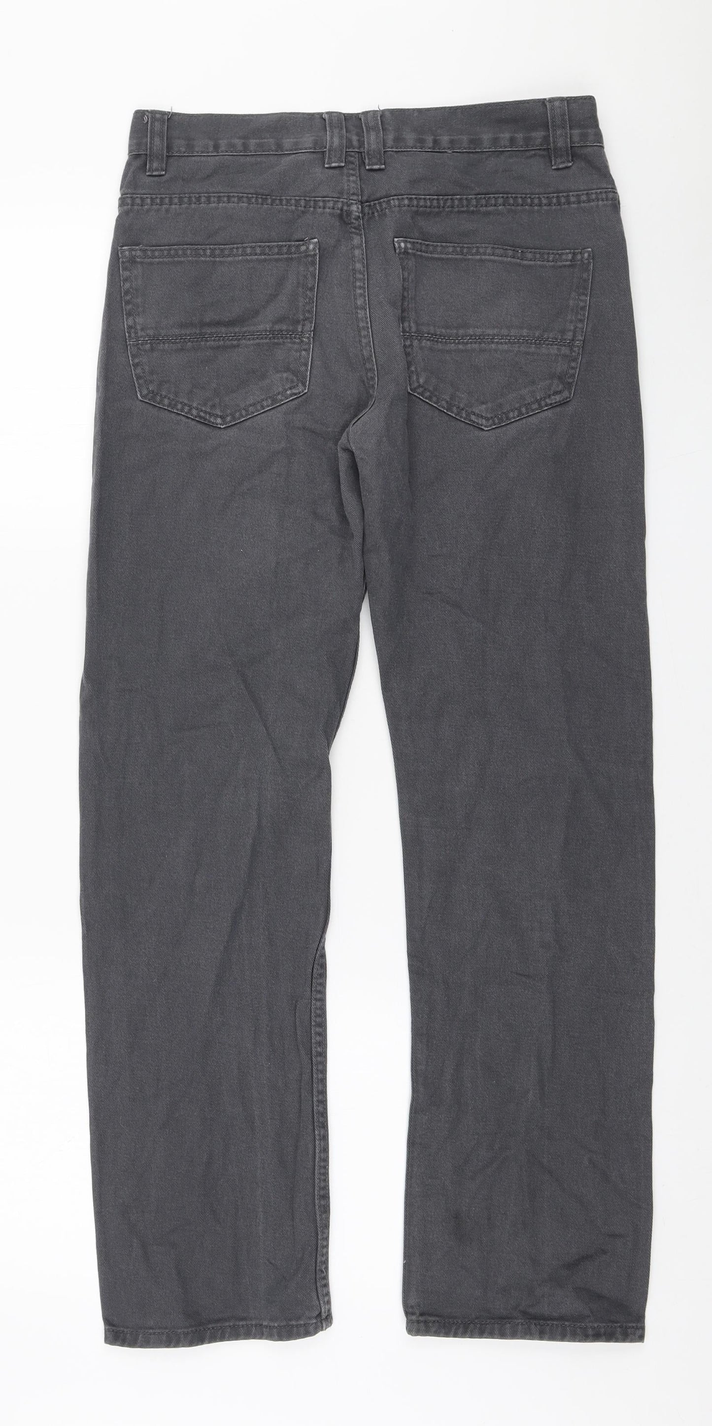 Denim & Co. Mens Grey Cotton Straight Jeans Size 28 in L30 in Regular Zip
