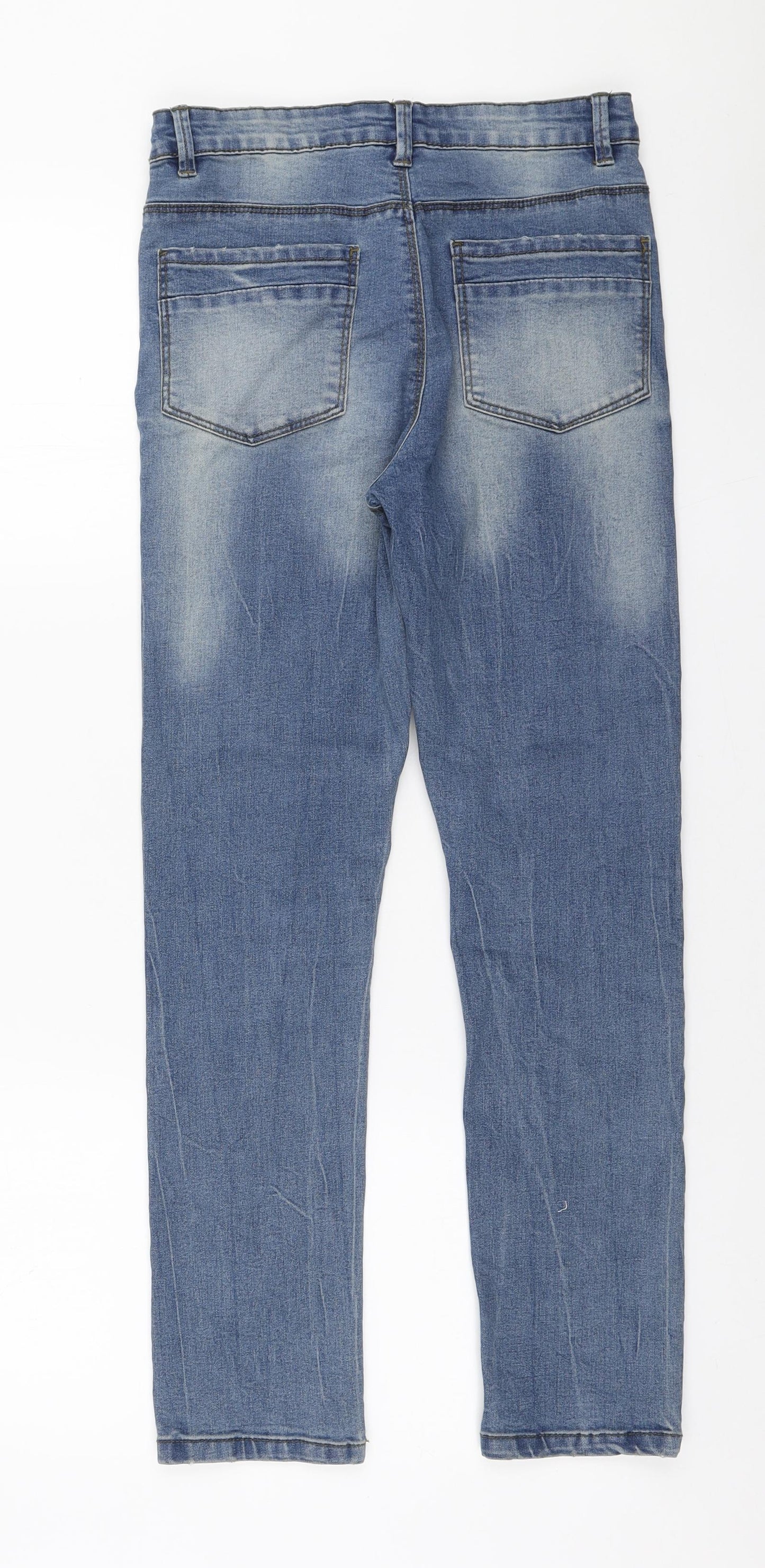 Urban 65 Outlaws Girls Blue Cotton Skinny Jeans Size 11-12 Years Regular Zip - Distressed