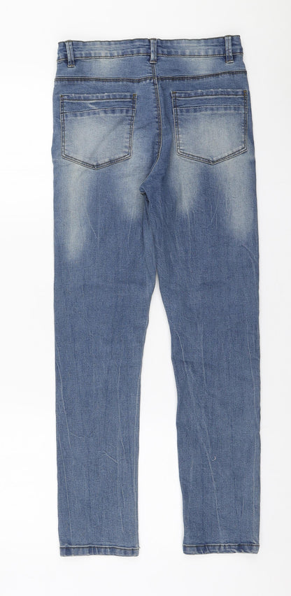 Urban 65 Outlaws Girls Blue Cotton Skinny Jeans Size 11-12 Years Regular Zip - Distressed