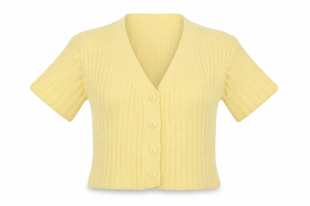 Womens UK Size S Boohoo Yellow Cardigan Jumper