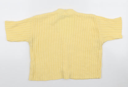 Boohoo Womens Yellow V-Neck Acrylic Cardigan Jumper Size S