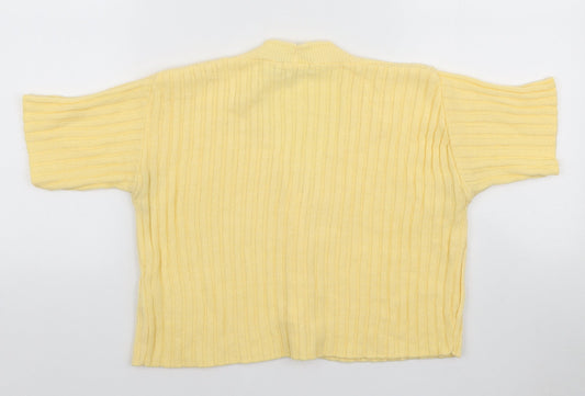 Boohoo Womens Yellow V-Neck Acrylic Cardigan Jumper Size S