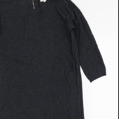 Monsoon Womens Grey Acrylic Jumper Dress Size S Boat Neck Zip