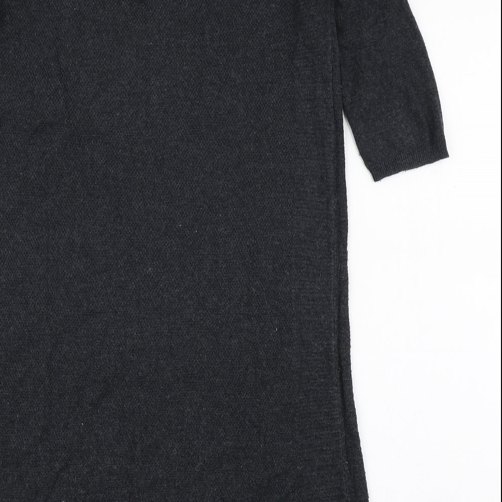 Monsoon Womens Grey Acrylic Jumper Dress Size S Boat Neck Zip