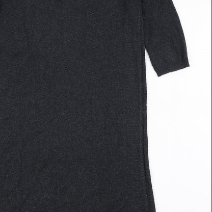 Monsoon Womens Grey Acrylic Jumper Dress Size S Boat Neck Zip