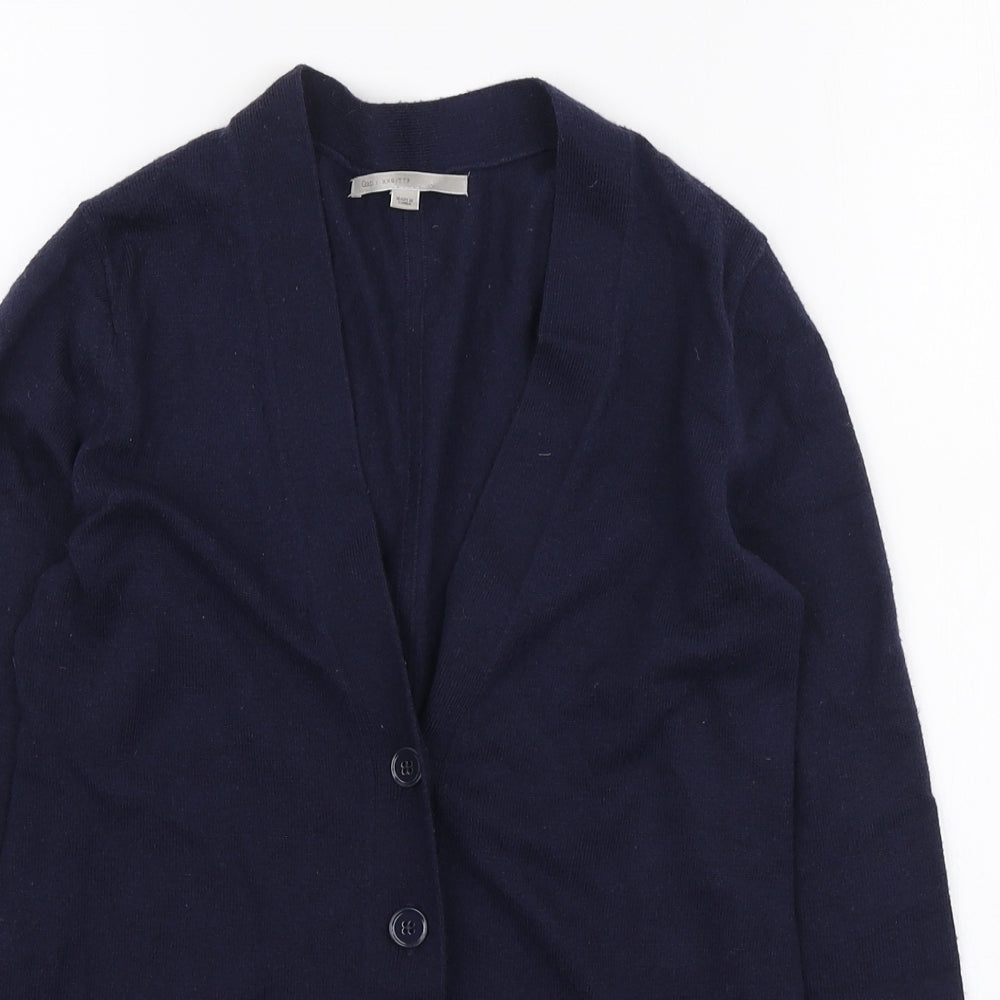 Gap Womens Blue V-Neck Acrylic Cardigan Jumper Size 2XS