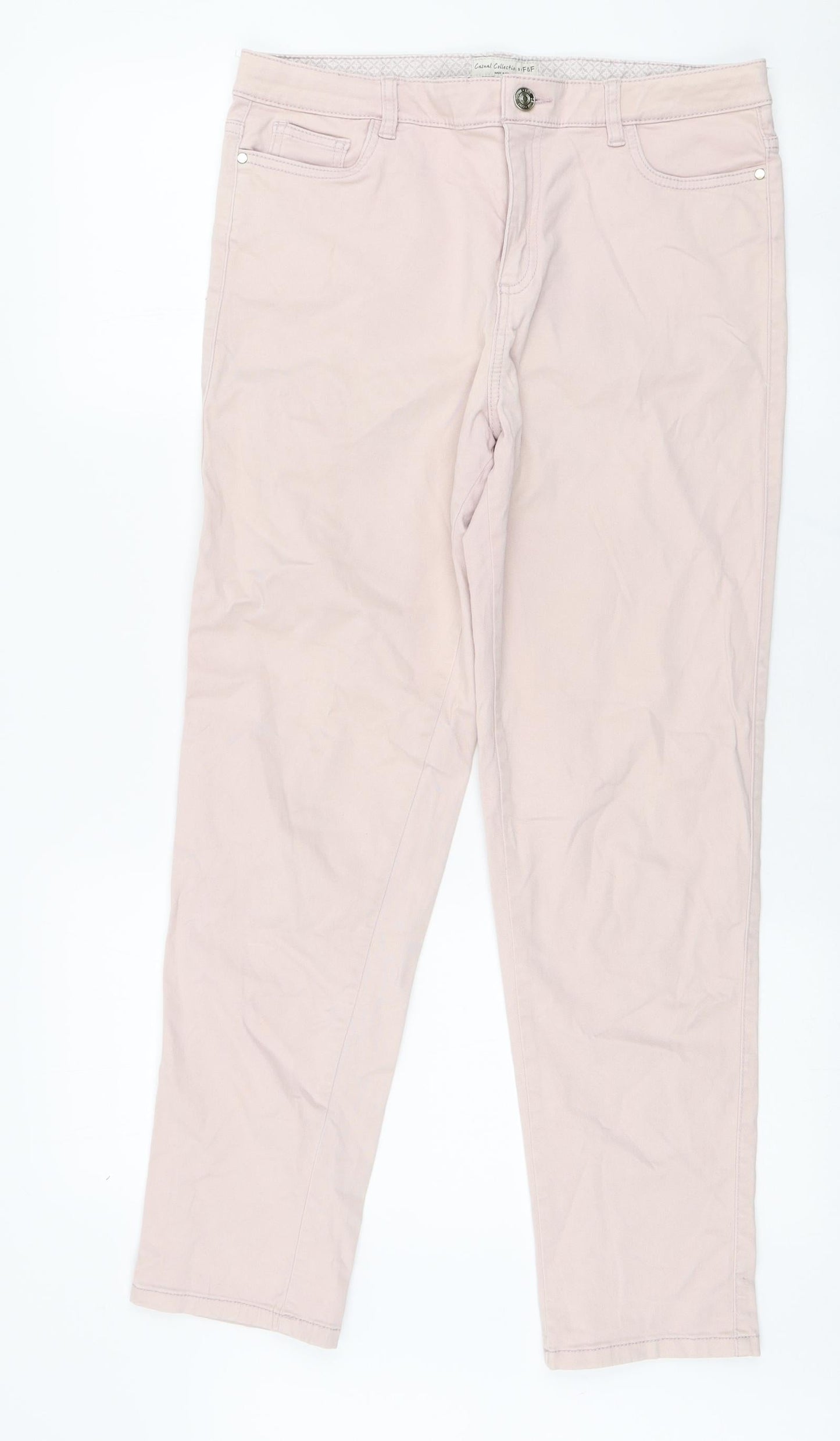 F&F Womens Pink Cotton Skinny Jeans Size 10 L27 in Regular Zip