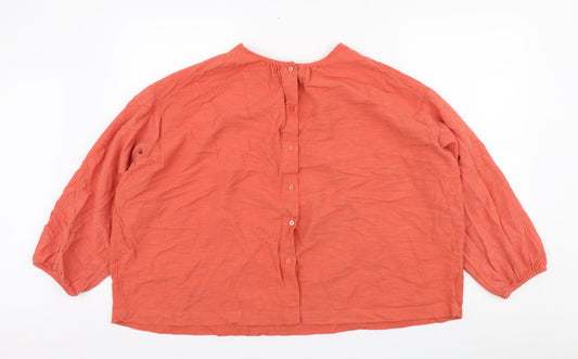 Womens UK Size 12 Per Una Orange Basic Button-Up