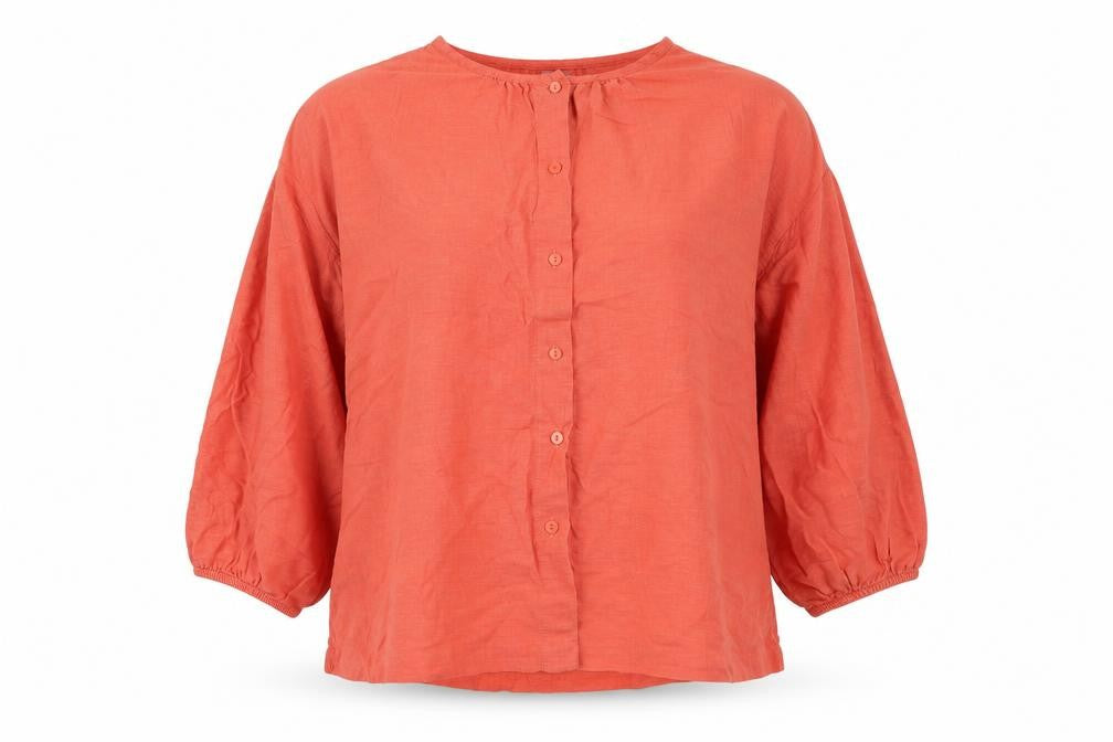 Womens UK Size 12 Per Una Orange Basic Button-Up