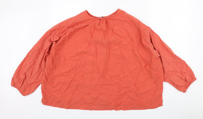 Womens UK Size 12 Per Una Orange Basic Button-Up