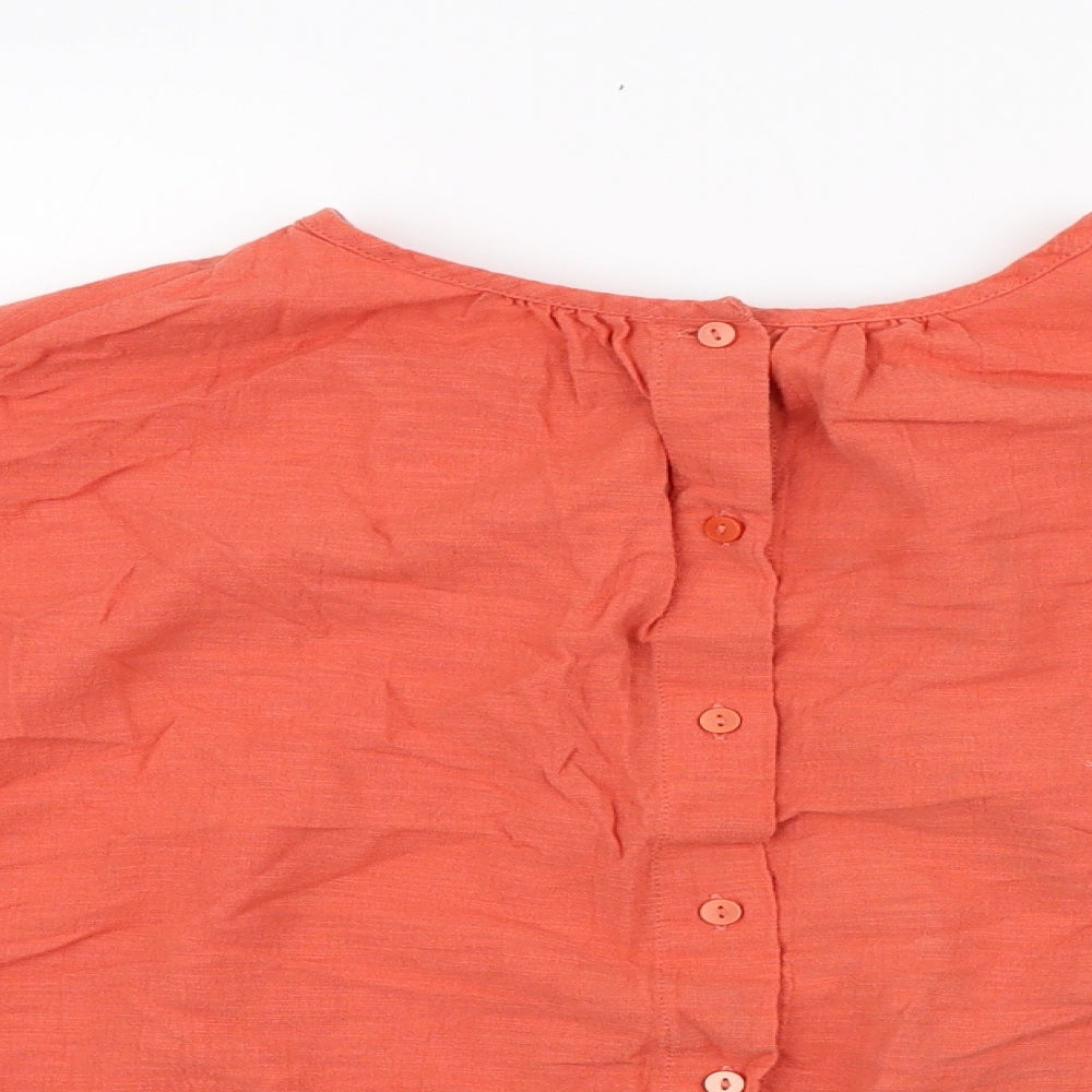Womens UK Size 12 Per Una Orange Basic Button-Up