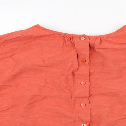 Womens UK Size 12 Per Una Orange Basic Button-Up