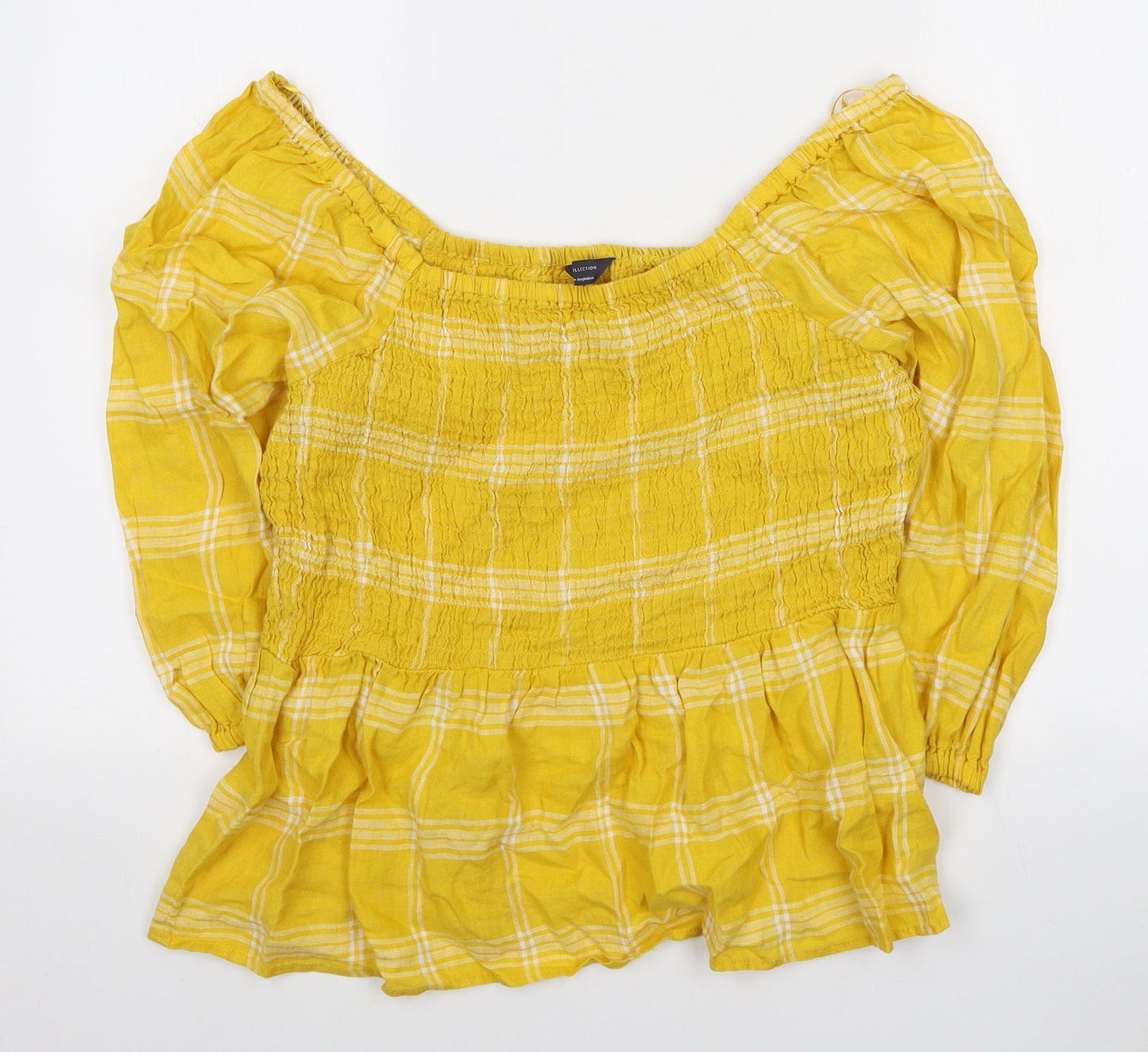 Womens UK Size 14 Marks and Spencer Yellow Basic Blouse