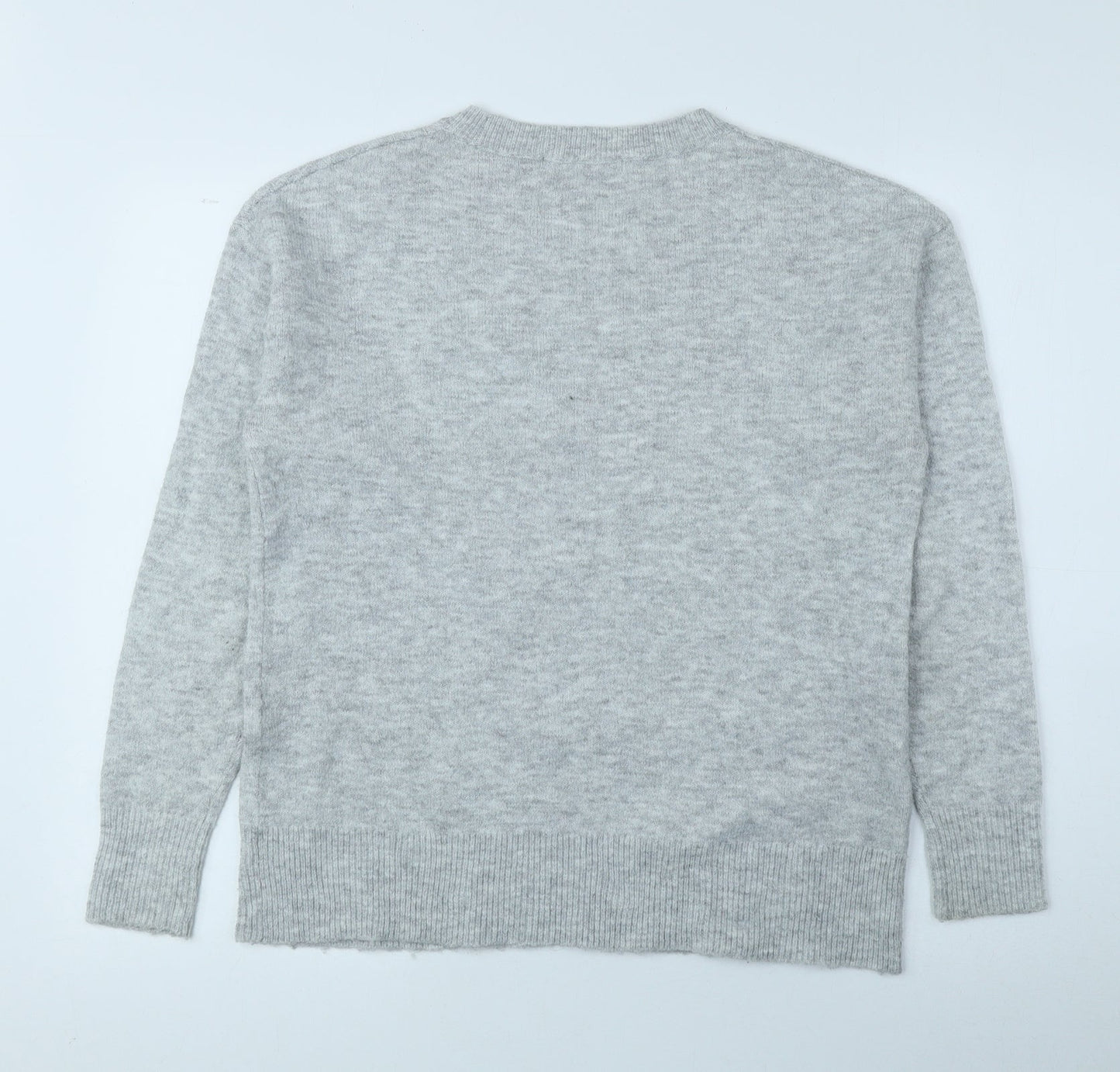 George Mens Grey Round Neck Polyester Pullover Jumper Size S