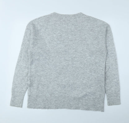 George Mens Grey Round Neck Polyester Pullover Jumper Size S