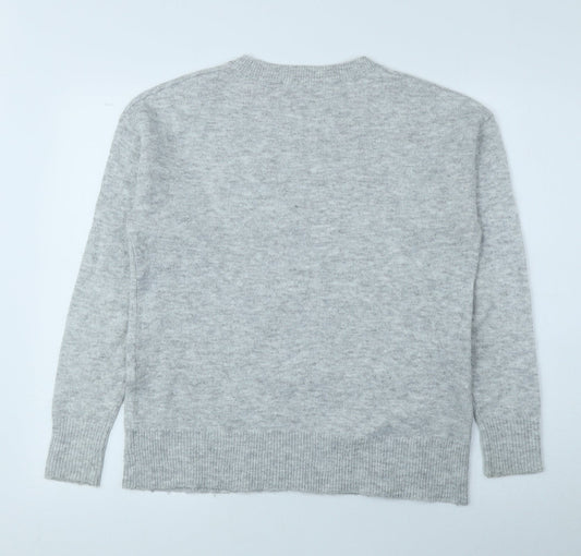 George Mens Grey Round Neck Polyester Pullover Jumper Size S