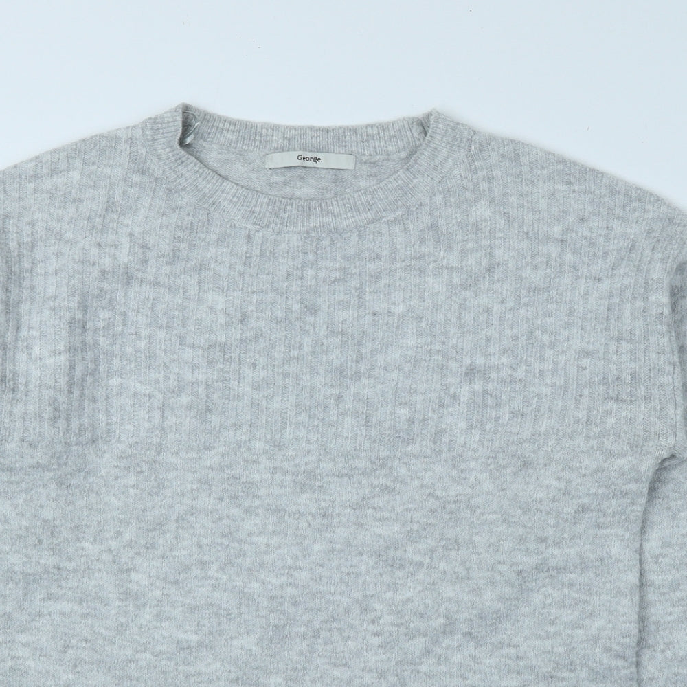 George Mens Grey Round Neck Polyester Pullover Jumper Size S