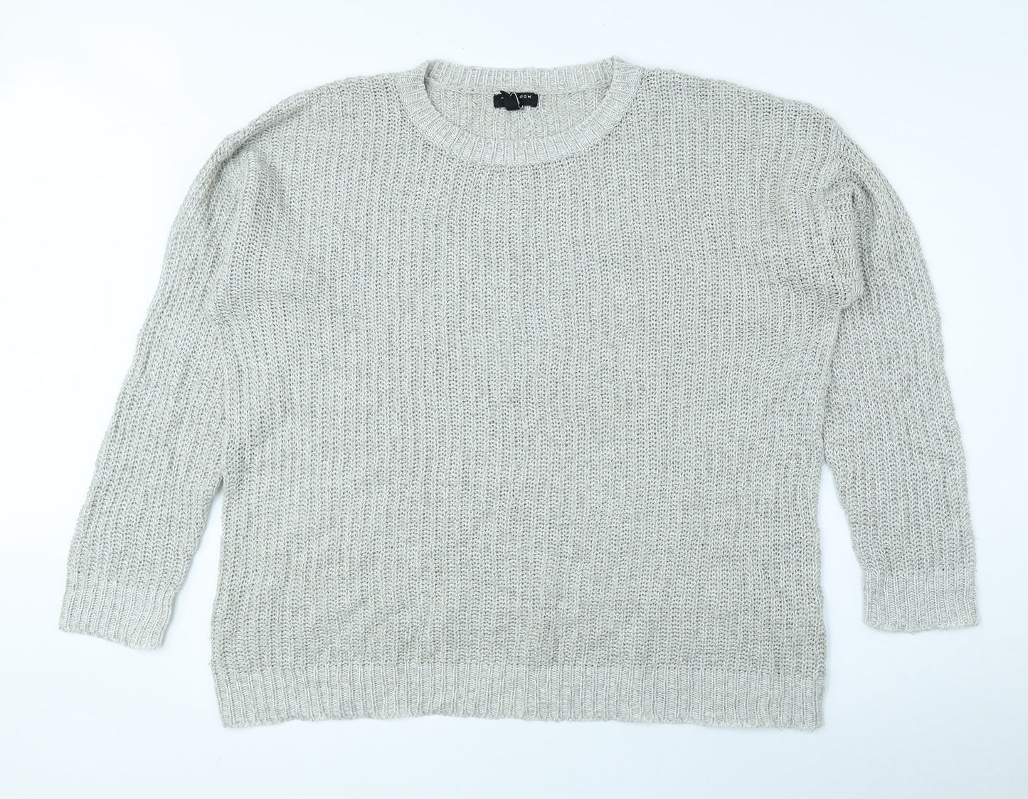 New Look Mens Grey Round Neck Acrylic Pullover Jumper Size M