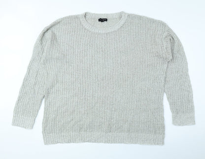 New Look Mens Grey Round Neck Acrylic Pullover Jumper Size M