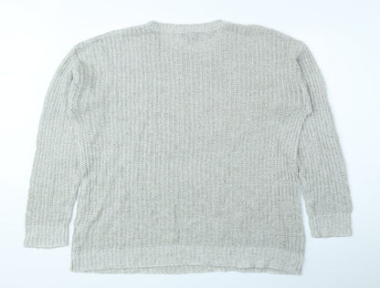 New Look Mens Grey Round Neck Acrylic Pullover Jumper Size M