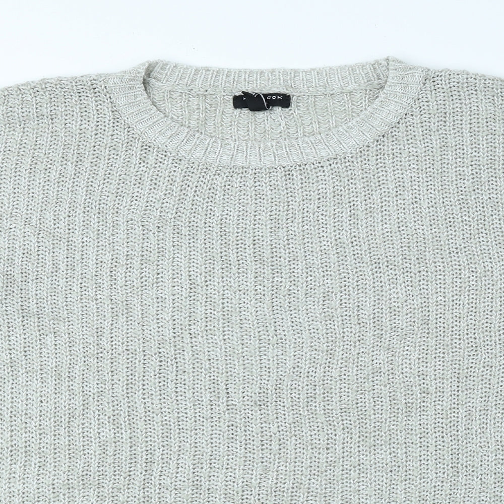 New Look Mens Grey Round Neck Acrylic Pullover Jumper Size M