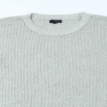 New Look Mens Grey Round Neck Acrylic Pullover Jumper Size M