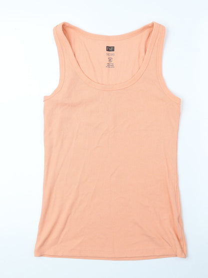 F&F Womens Orange Polyester Camisole Tank Size 12 Scoop Neck - Ribbed