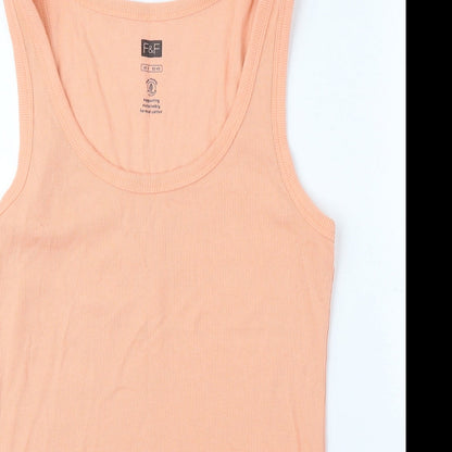 F&F Womens Orange Polyester Camisole Tank Size 12 Scoop Neck - Ribbed
