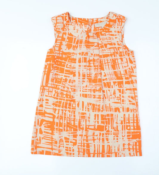 Fenn Wright Manson Womens Orange Geometric Polyester Basic Tank Size XS Round Neck
