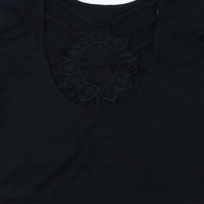 Womens UK Size 16 Kaleidoscope Black Basic Blouse