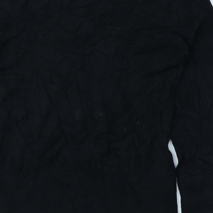 AMARANTO Womens Black V-Neck Acrylic Pullover Jumper Size 12