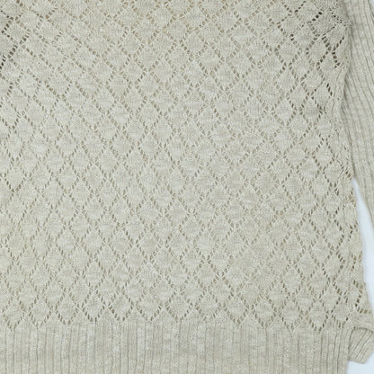 Hoxton Chic Womens Beige Round Neck Polyester Pullover Jumper Size 12