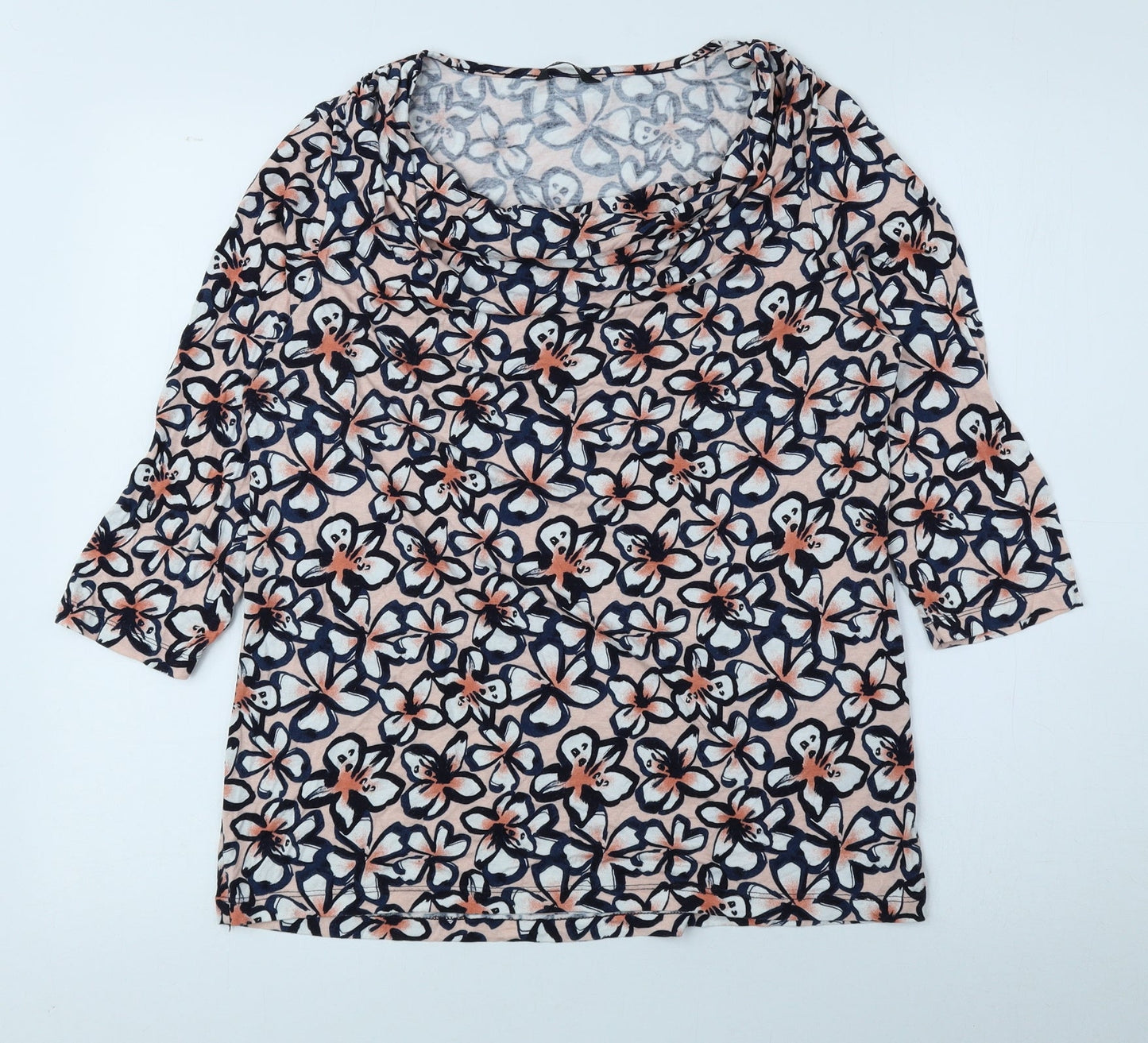 George Womens Multicoloured Floral Viscose Basic Blouse Size 14 Cowl Neck