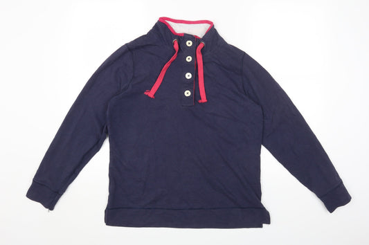 BHS Womens Blue High Neck Cotton Pullover Jumper Size 14