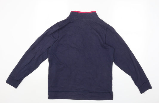 BHS Womens Blue High Neck Cotton Pullover Jumper Size 14