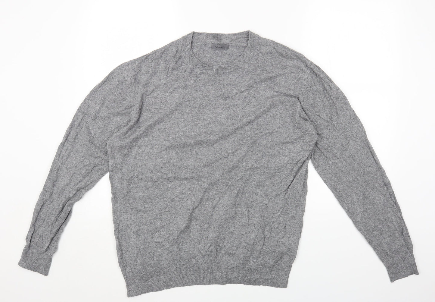 George Womens Grey Round Neck Cotton Pullover Jumper Size XL