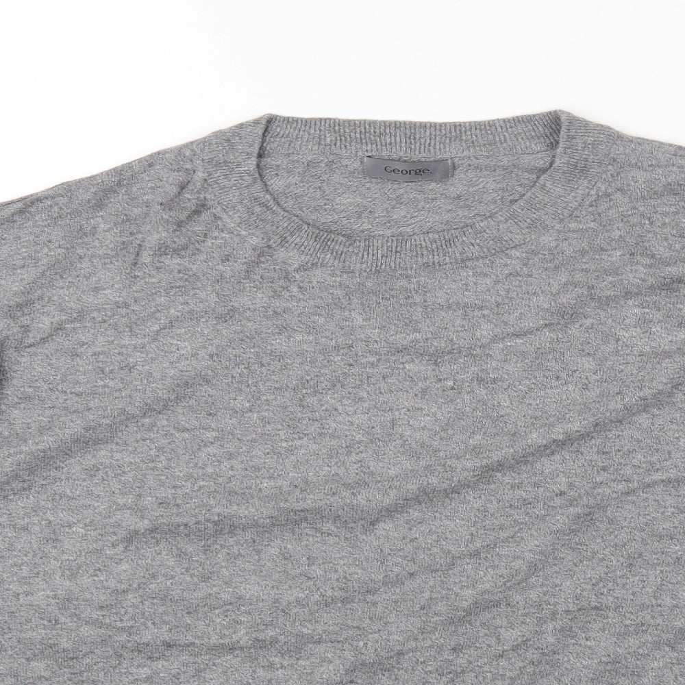 George Womens Grey Round Neck Cotton Pullover Jumper Size XL