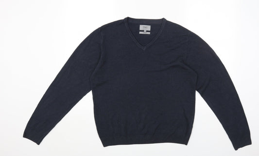 Marks and Spencer Mens Blue V-Neck Acrylic Pullover Jumper Size M