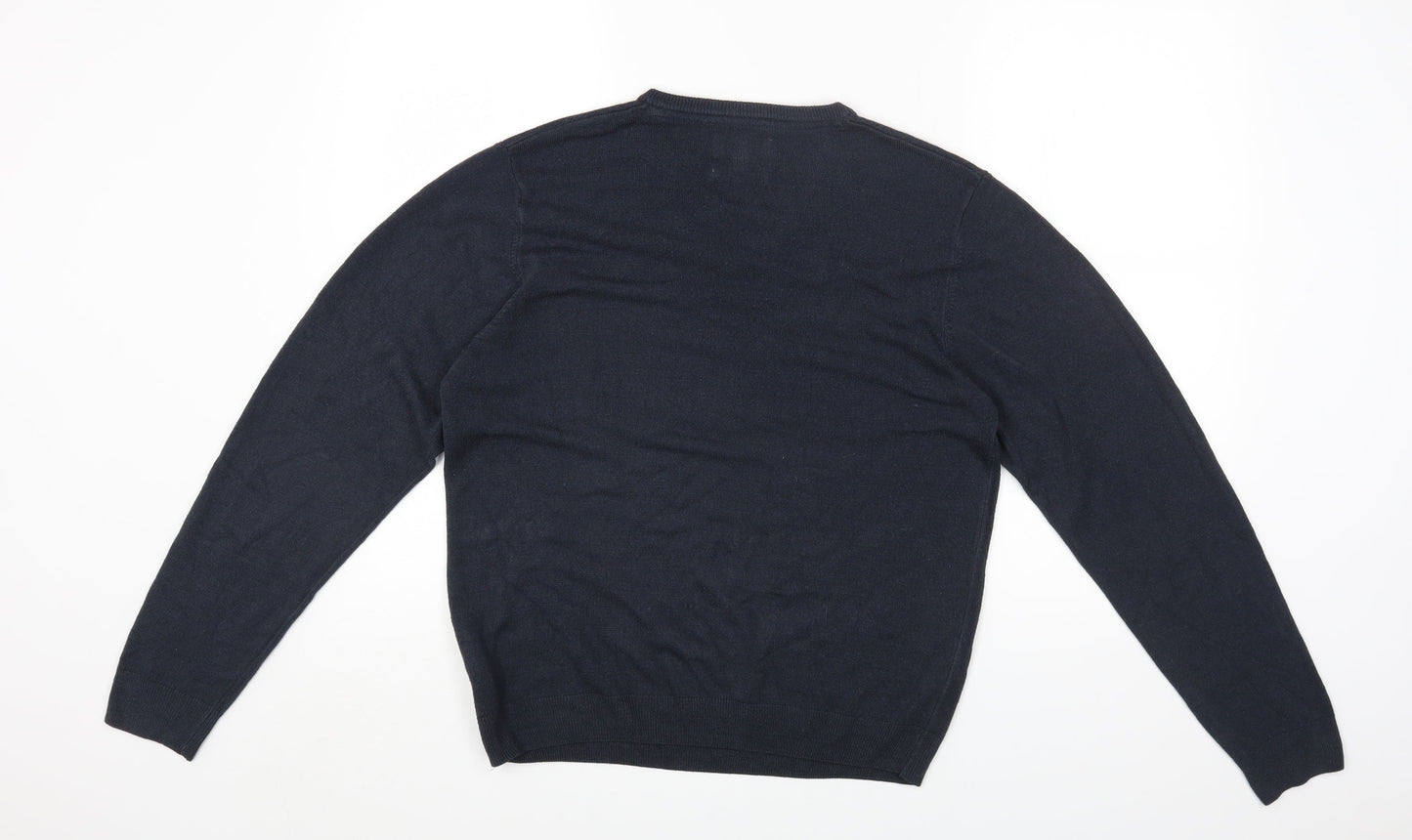 Marks and Spencer Mens Blue V-Neck Acrylic Pullover Jumper Size M