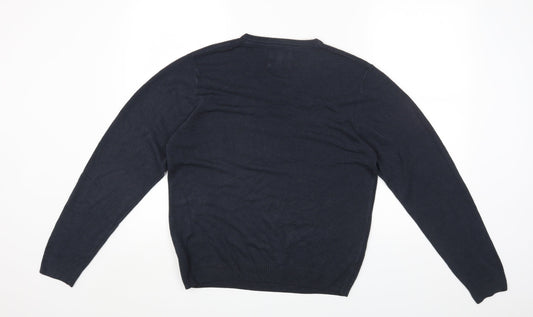 Marks and Spencer Mens Blue V-Neck Acrylic Pullover Jumper Size M