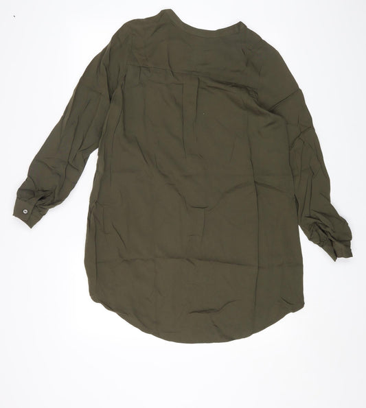H&M Womens Green Viscose A-Line Size 6 V-Neck Pullover