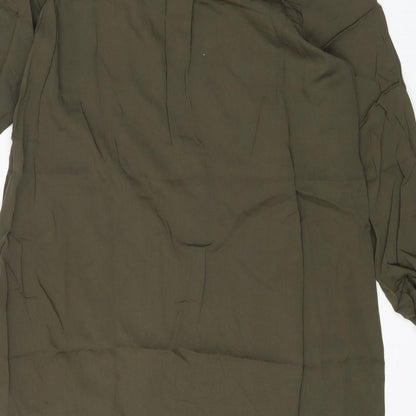 H&M Womens Green Viscose A-Line Size 6 V-Neck Pullover