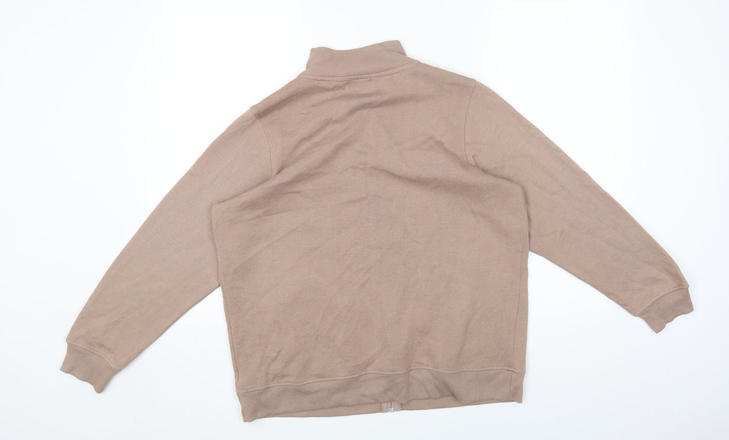 BM Womens Beige Round Neck Polyester Full Zip Jumper Size M