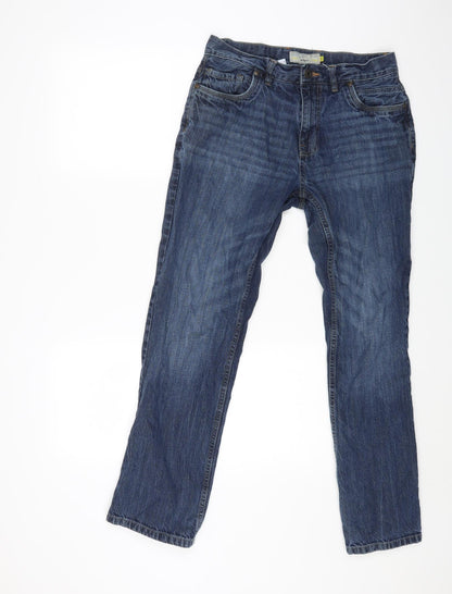 NEXT Womens Blue Cotton Straight Jeans Size 32 in L29 in Regular Zip