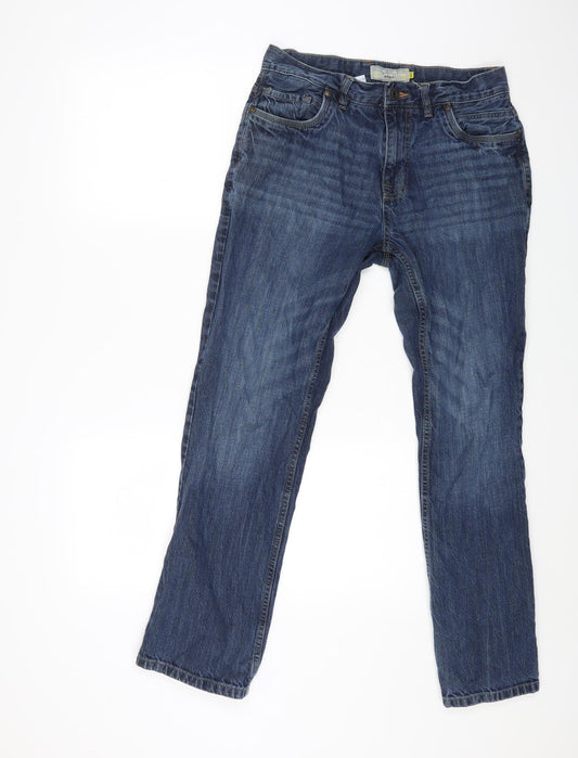 NEXT Womens Blue Cotton Straight Jeans Size 32 in L29 in Regular Zip