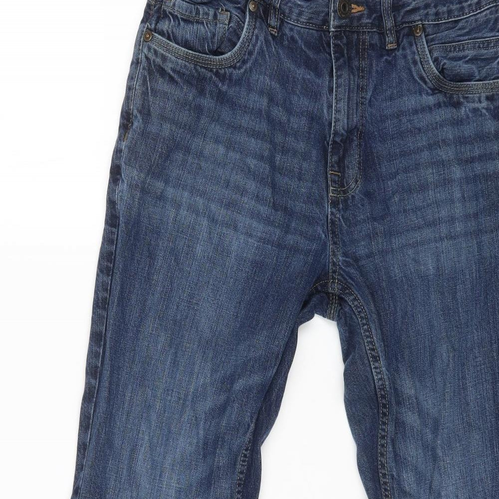 NEXT Womens Blue Cotton Straight Jeans Size 32 in L29 in Regular Zip